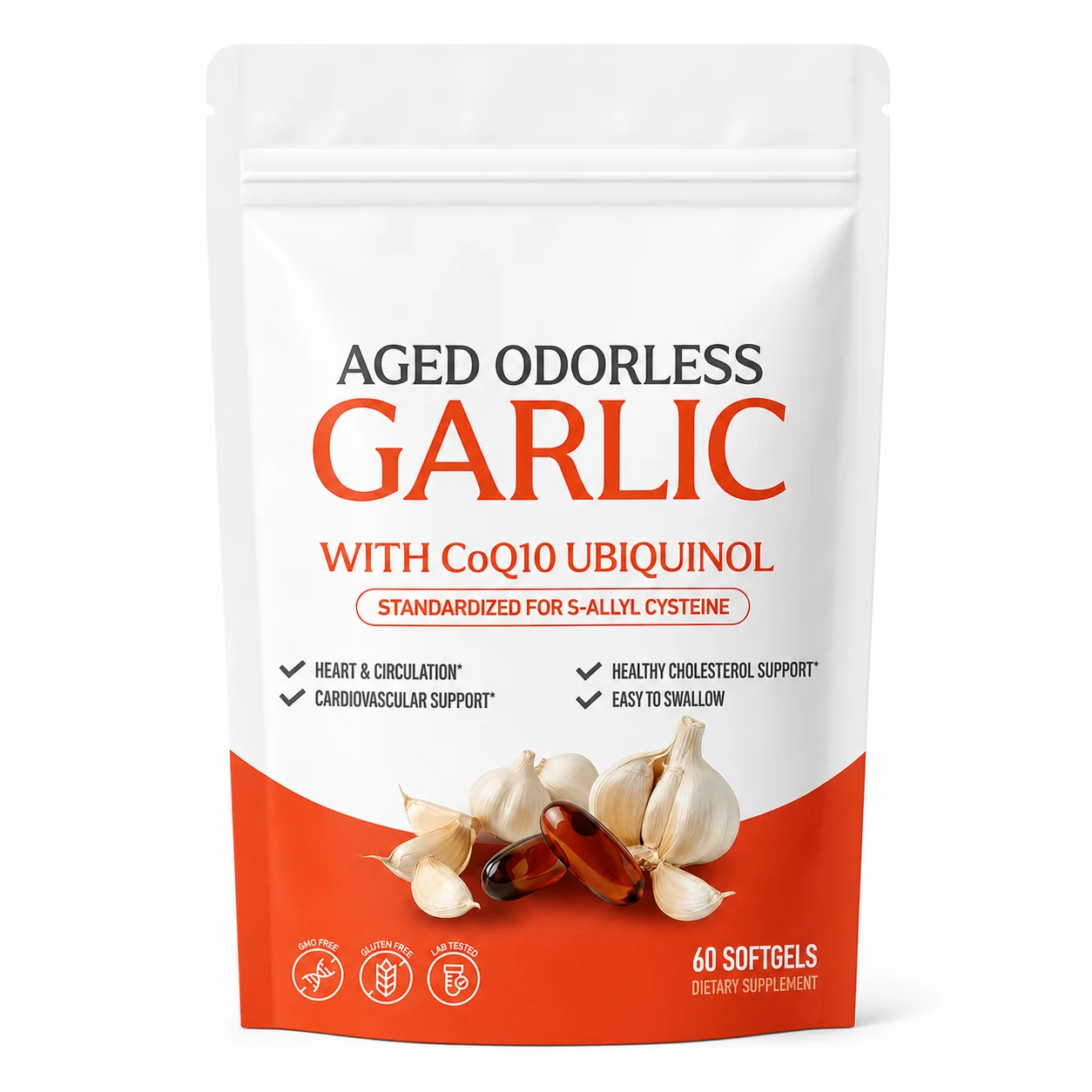 Coq10 Ubiquinol Softgel - Odorless Aged Garlic Extract Softgels 600mg