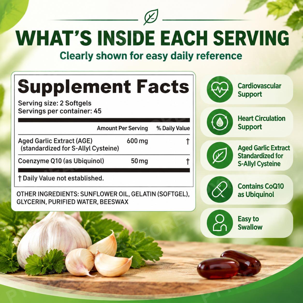 Aged Odorless Garlic Softgels  - Coq10 Ubiquinol Softgel 评论和价格
